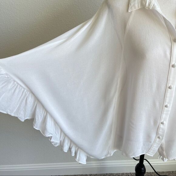 ‎Newbury Kustom White Ruffled Sleeve Blouse, Medium - Picture 10 of 10